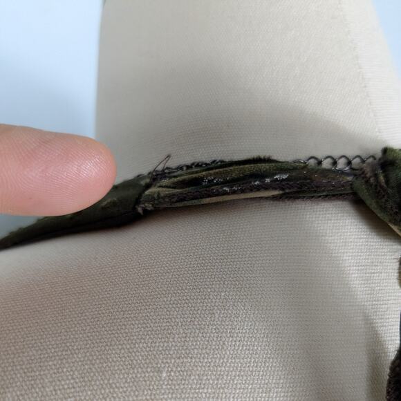 Vtg Prom Dress Maxi Gown 8 Brown Green Silk Y2K Fairy Grunge Bead Nymph Halter - Picture 11 of 16